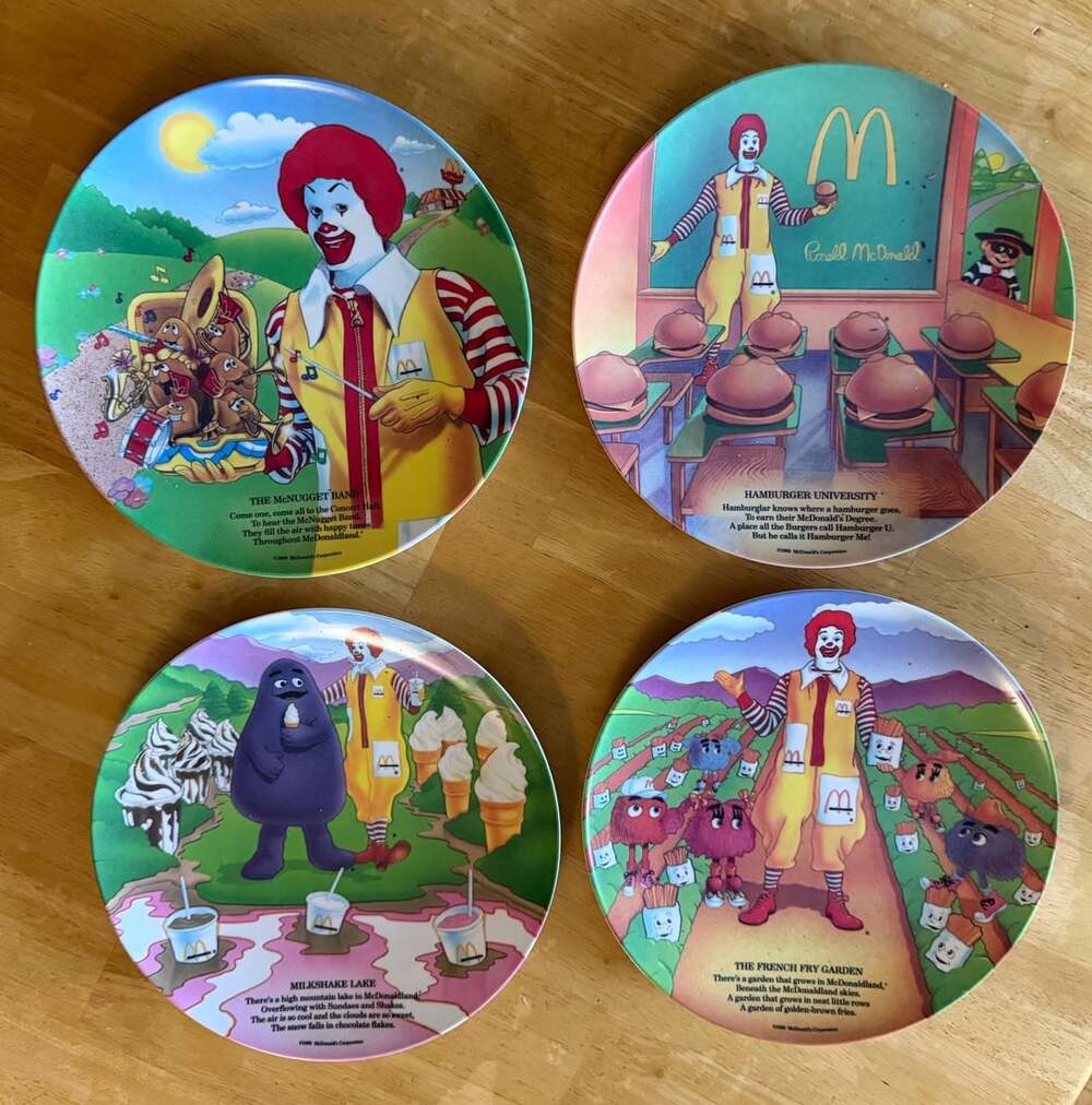 Vintage 1989 McDonald's Melamine Collector Plates Set of 4